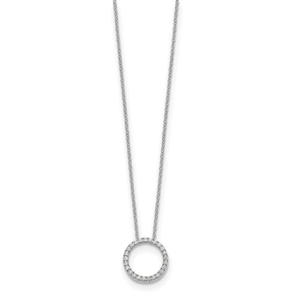 14K Weißgold Echt Diamant Kreis 18 Zoll Halskette