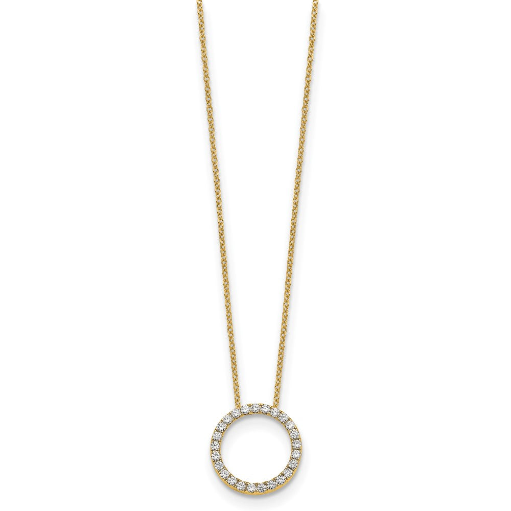10K Gelbgold Diamant Kreis 18 Zoll Halskette