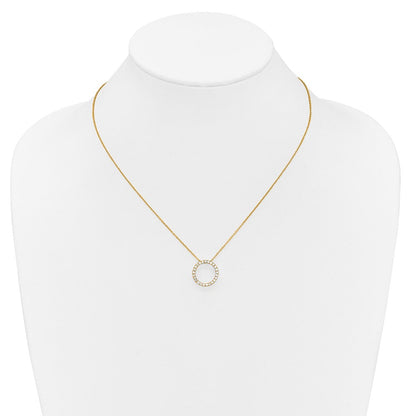 10K Gelbgold Diamant Kreis 18 Zoll Halskette