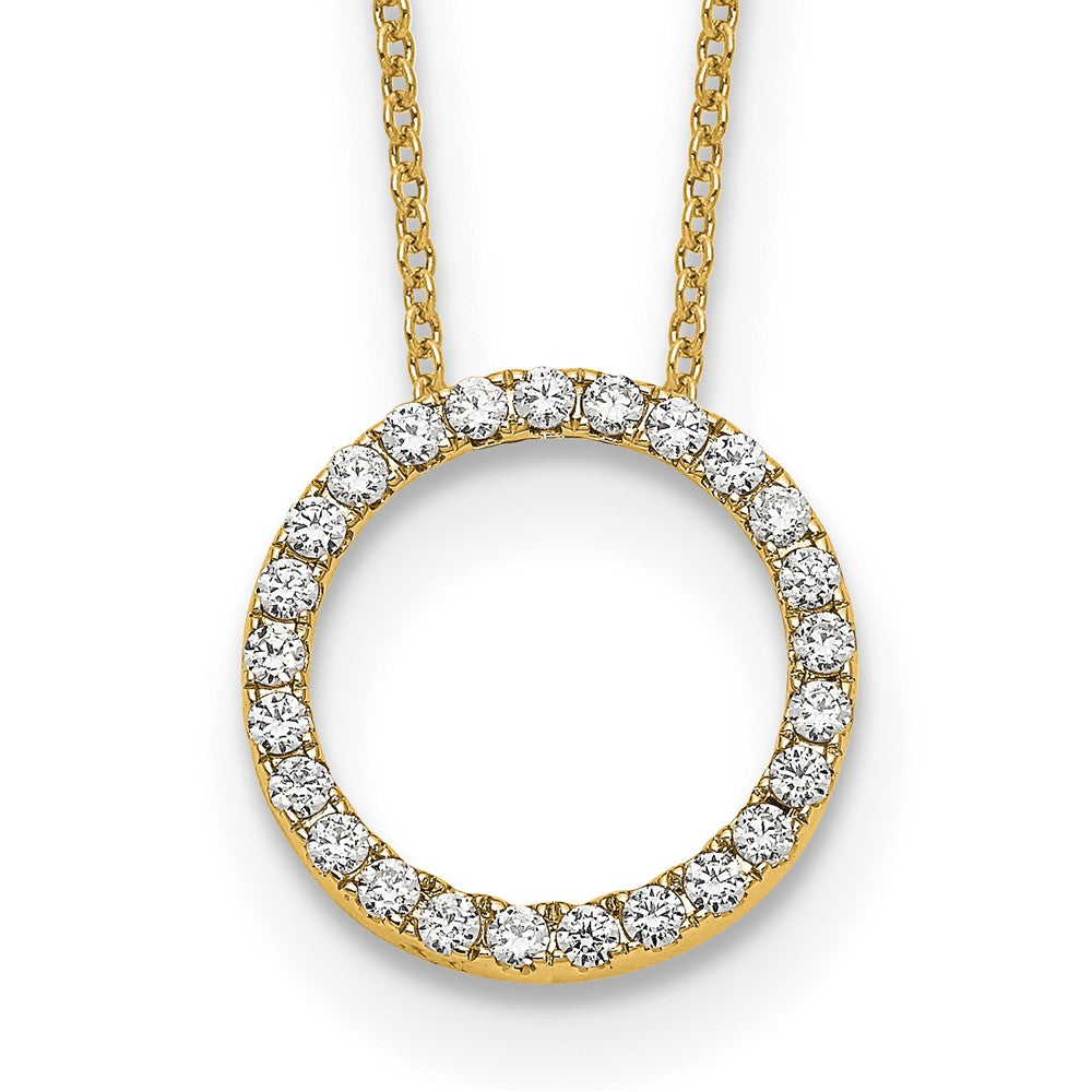 10K Gelbgold Diamant Kreis 18 Zoll Halskette