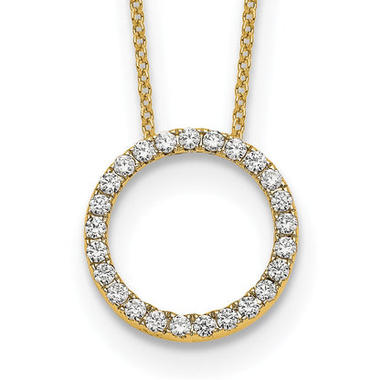 10K Gelbgold Diamant Kreis 18 Zoll Halskette