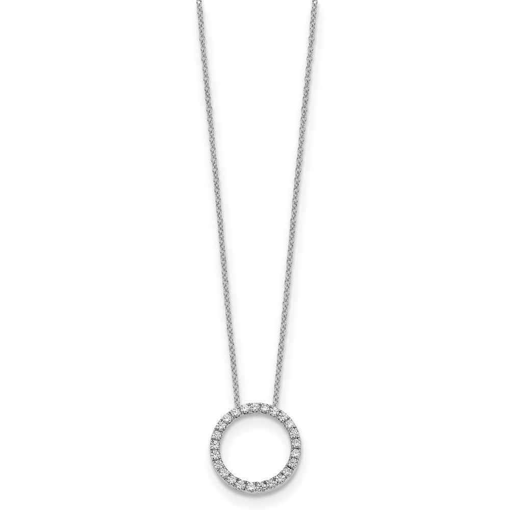 14K Weißgold Echt Diamant Kreis 18 Zoll Halskette