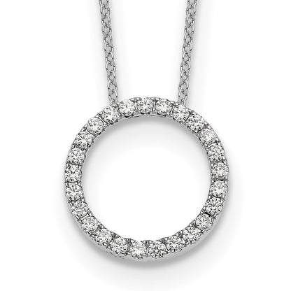 14K Weißgold Echt Diamant Kreis 18 Zoll Halskette