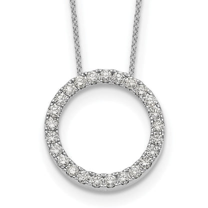 14K Weißgold Echt Diamant Kreis 18 Zoll Halskette