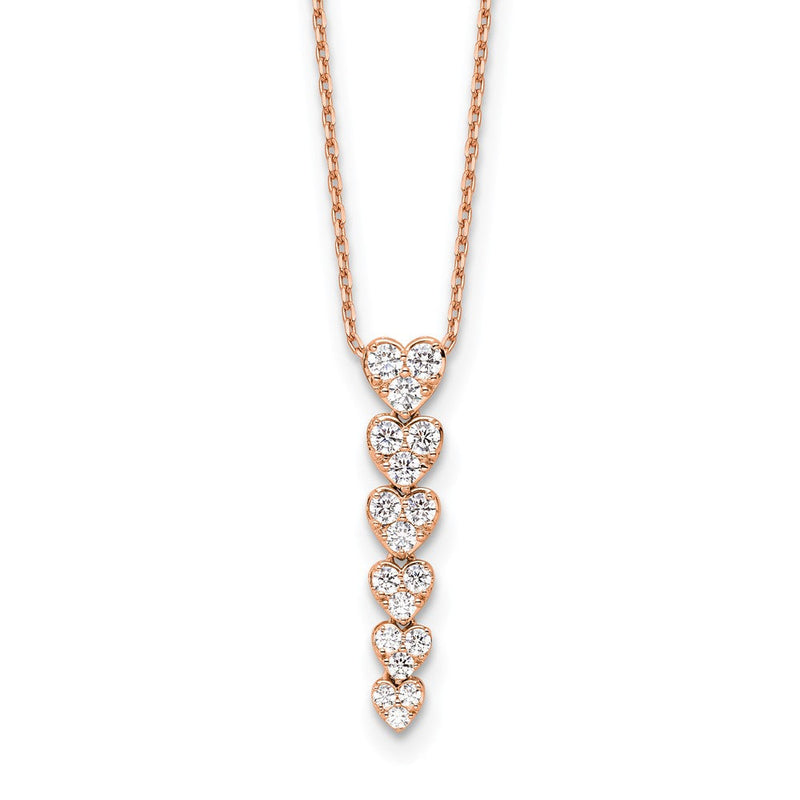 14K Roségold True Origin 1 Karat Im Labor Gezüchtet Diamant Vs Def 18 Zoll Herzen Anhänger Halskette