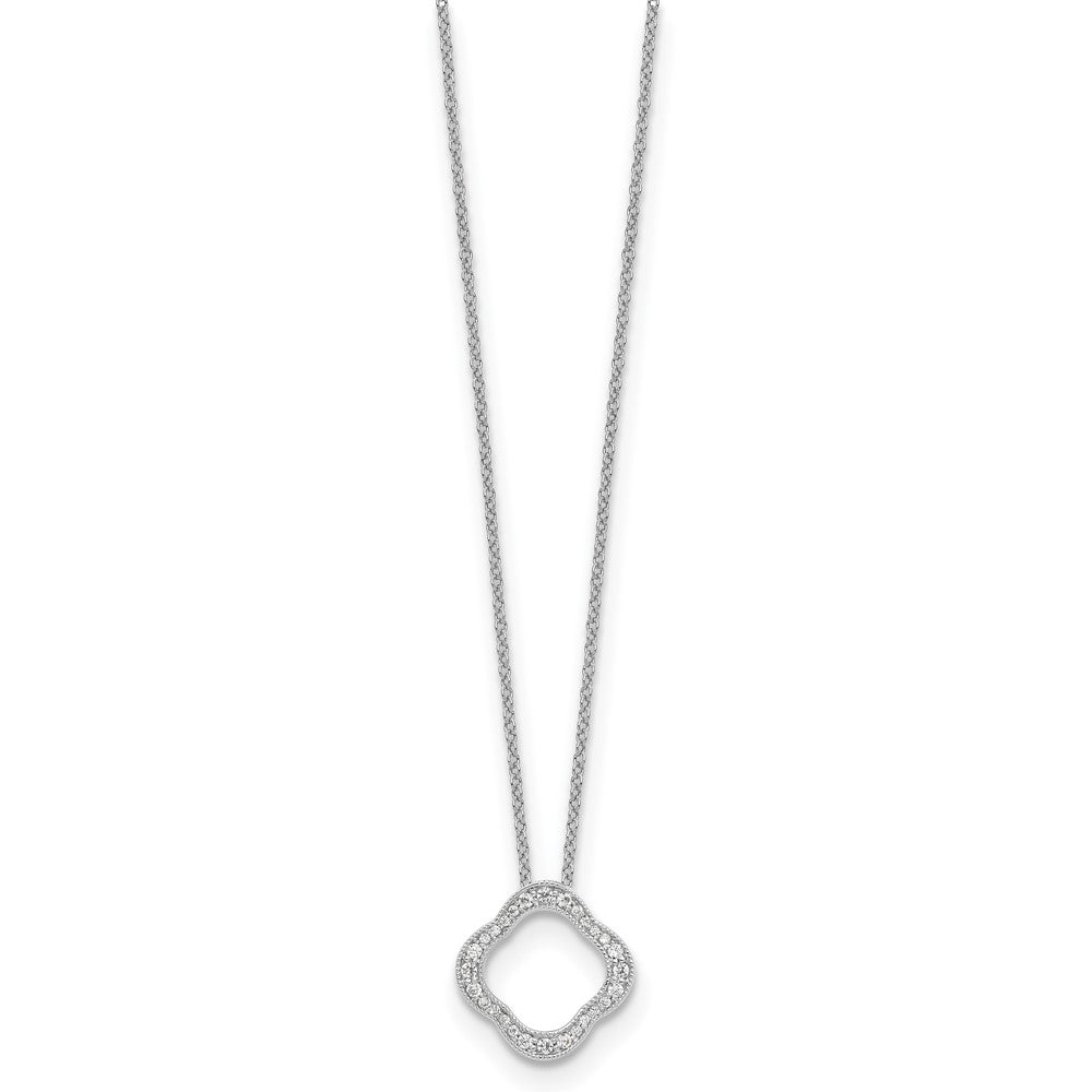 14 Karat Weißgold Anhänger mit echtem Diamant im Kleeblattdesign