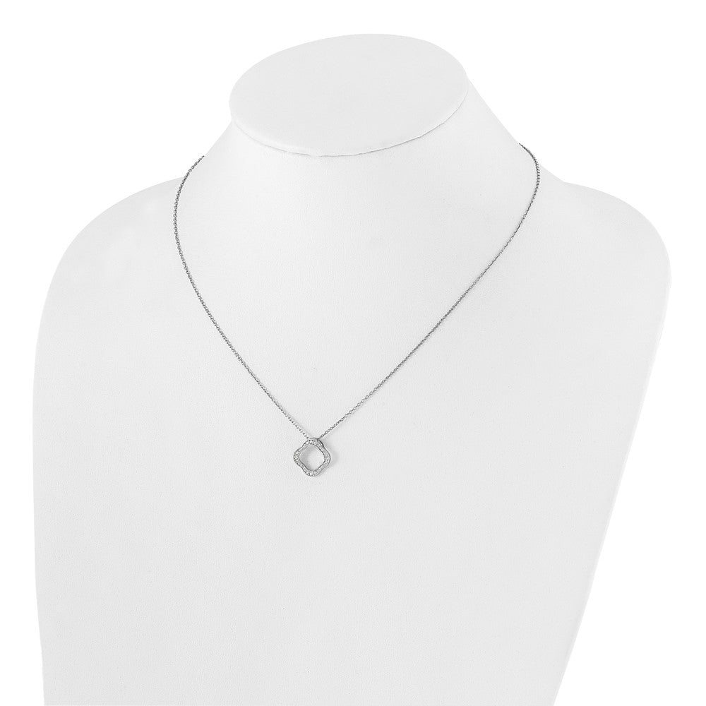 14 Karat Weißgold Anhänger mit echtem Diamant im Kleeblattdesign