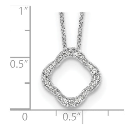 14 Karat Weißgold Anhänger mit echtem Diamant im Kleeblattdesign