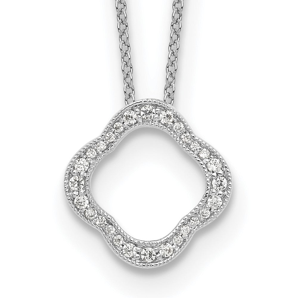 14 Karat Weißgold Anhänger mit echtem Diamant im Kleeblattdesign