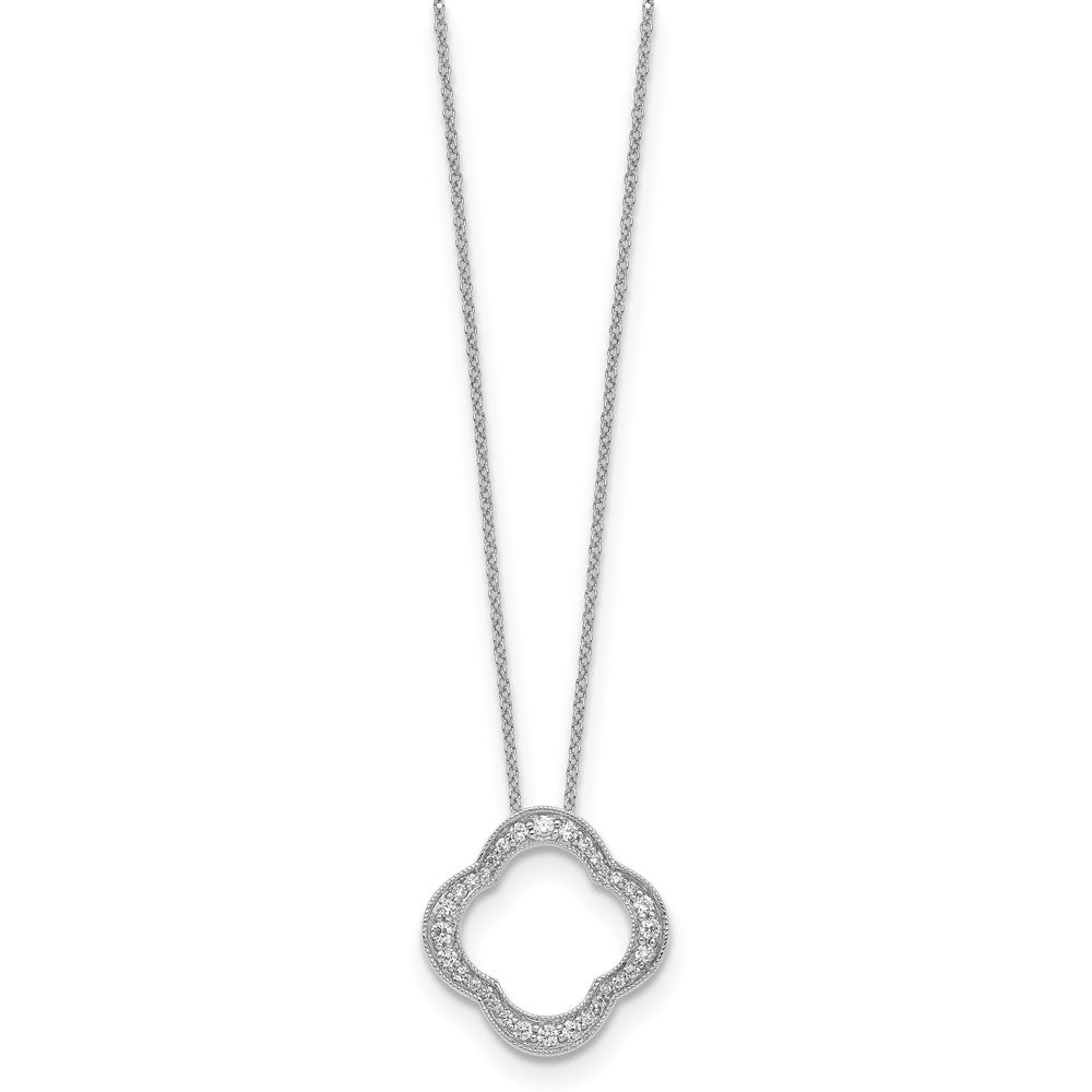 14K Weißgold Anhänger mit echtem Diamant, Vierpass-Design