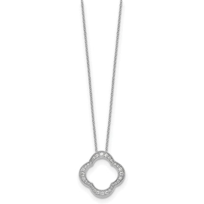14K Weißgold Anhänger mit echtem Diamant, Vierpass-Design