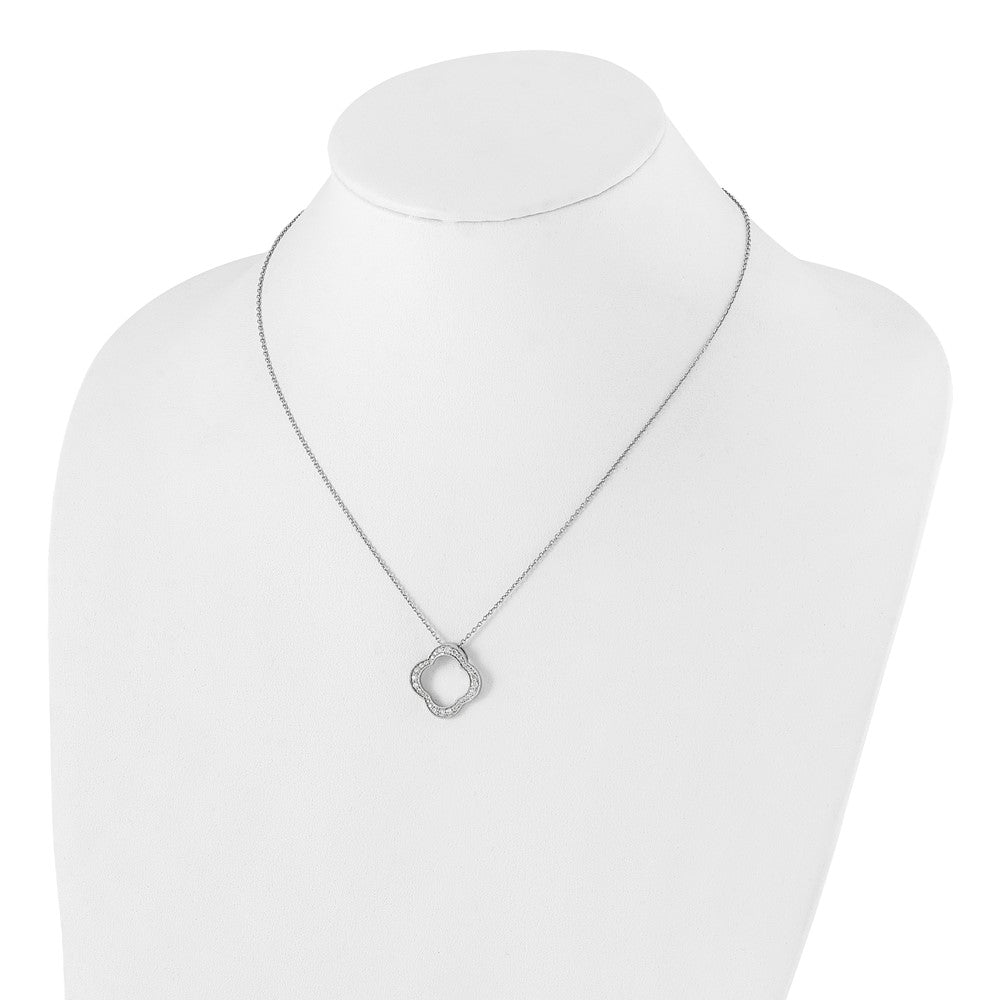 14K Weißgold Anhänger mit echtem Diamant, Vierpass-Design