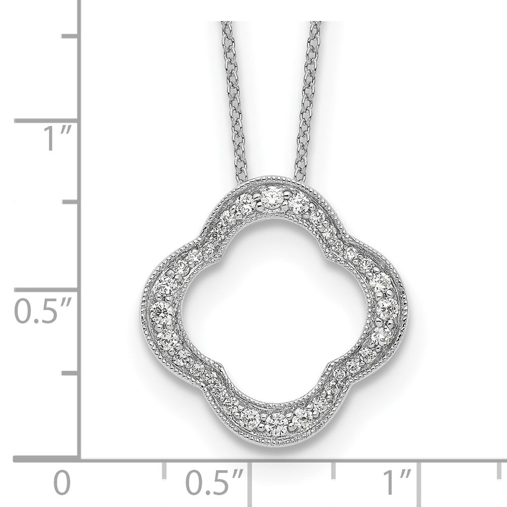 14K Weißgold Anhänger mit echtem Diamant, Vierpass-Design