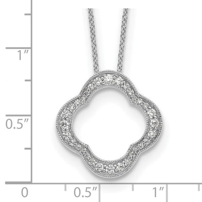 14K Weißgold Anhänger mit echtem Diamant, Vierpass-Design
