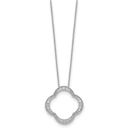 14K Weißgold Kleeblatt-Anhänger mit echten Diamanten