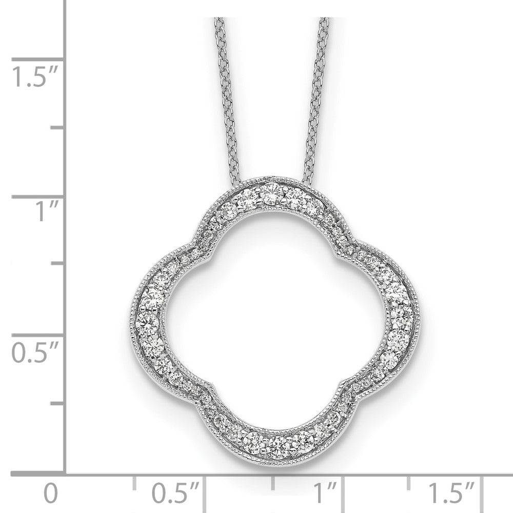 14K Weißgold Kleeblatt-Anhänger mit echten Diamanten