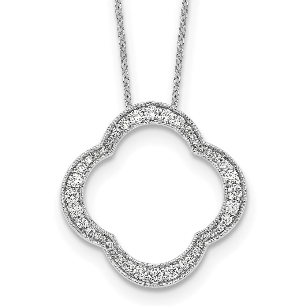 14K Weißgold Kleeblatt-Anhänger mit echten Diamanten