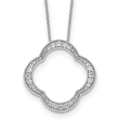 14K Weißgold Kleeblatt-Anhänger mit echten Diamanten