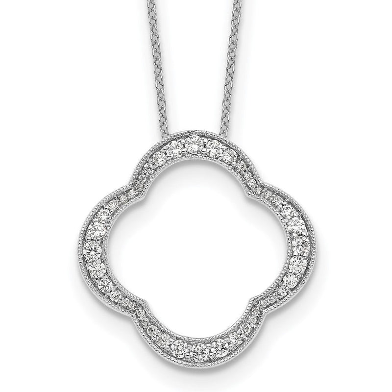 14K Weißgold Kleeblatt-Anhänger mit echten Diamanten
