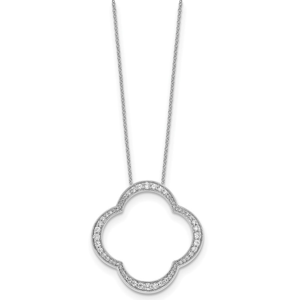 14K Weißgold Kleeblatt-Anhänger mit echten Diamanten