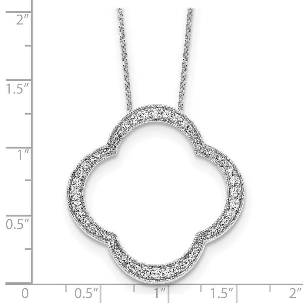 14K Weißgold Kleeblatt-Anhänger mit echten Diamanten