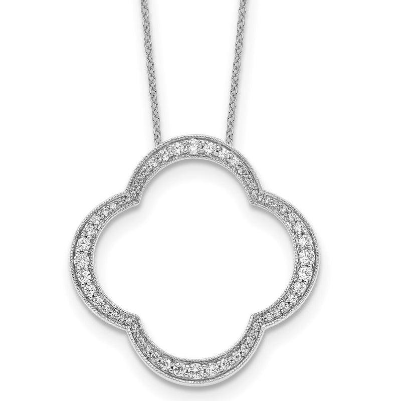 14K Weißgold Kleeblatt-Anhänger mit echten Diamanten