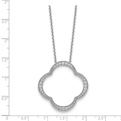 18 Zoll 14K Weißgold Kleeblatt-Anhänger mit Kette (Halskette)