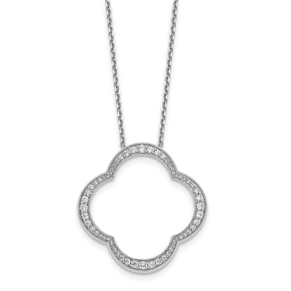 18 Zoll 14K Weißgold Kleeblatt-Anhänger mit Kette (Halskette)