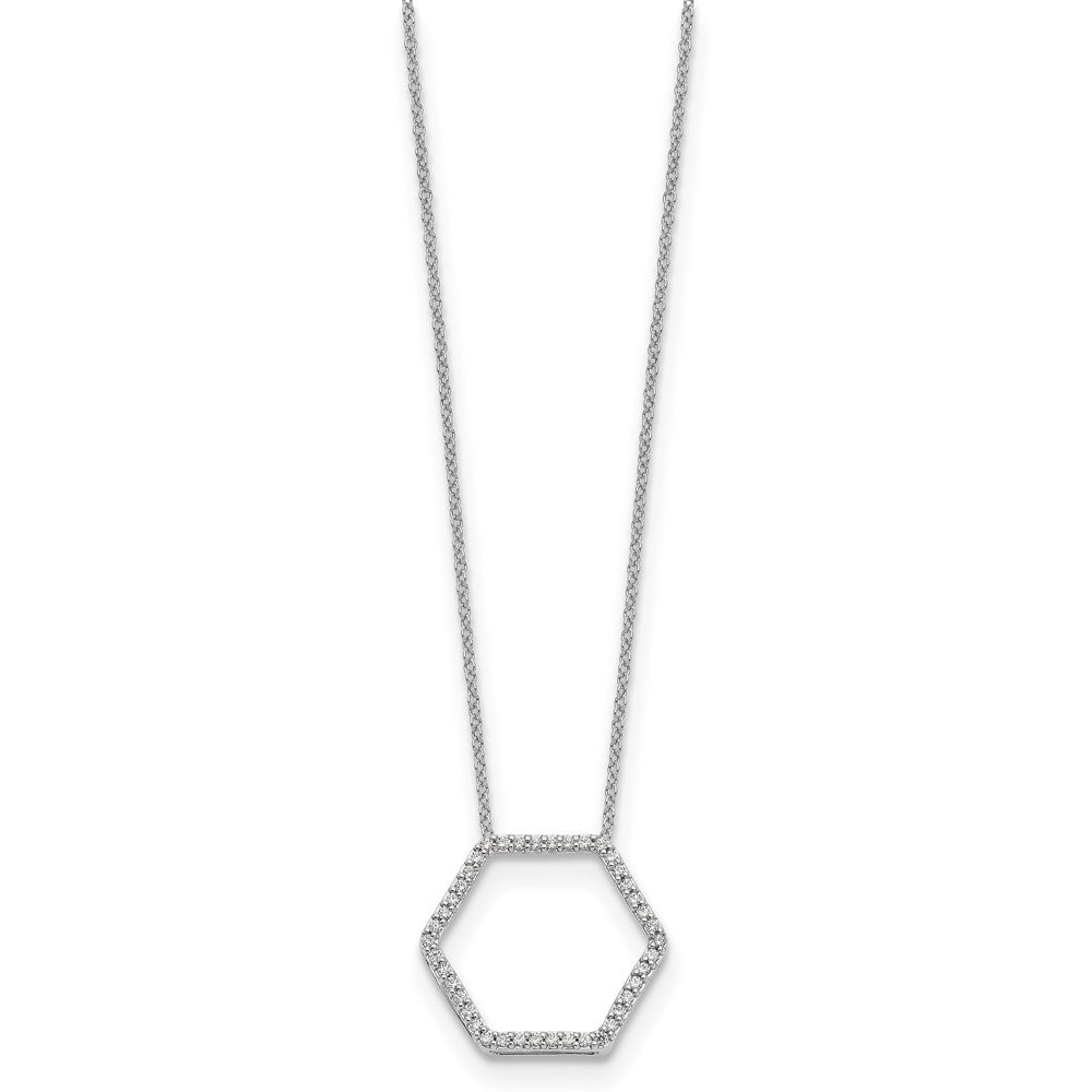 14K Weißgold Echtdiamant-Anhänger in Sechseckform