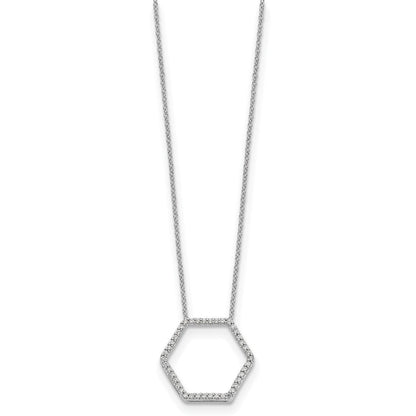 14K Weißgold Echtdiamant-Anhänger in Sechseckform