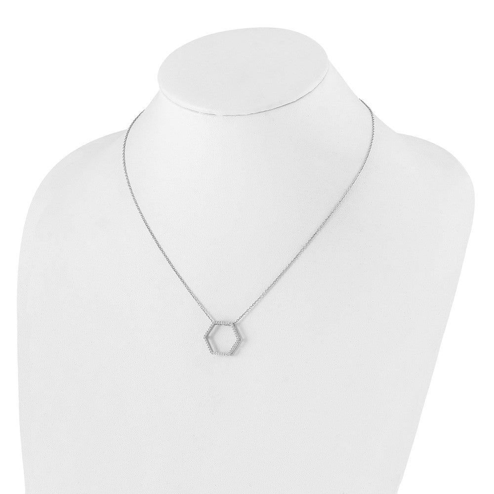14K Weißgold Echtdiamant-Anhänger in Sechseckform