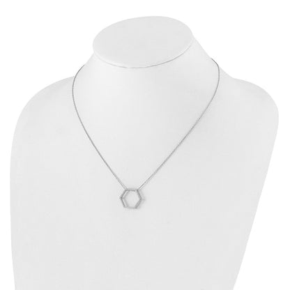 14K Weißgold Echtdiamant-Anhänger in Sechseckform