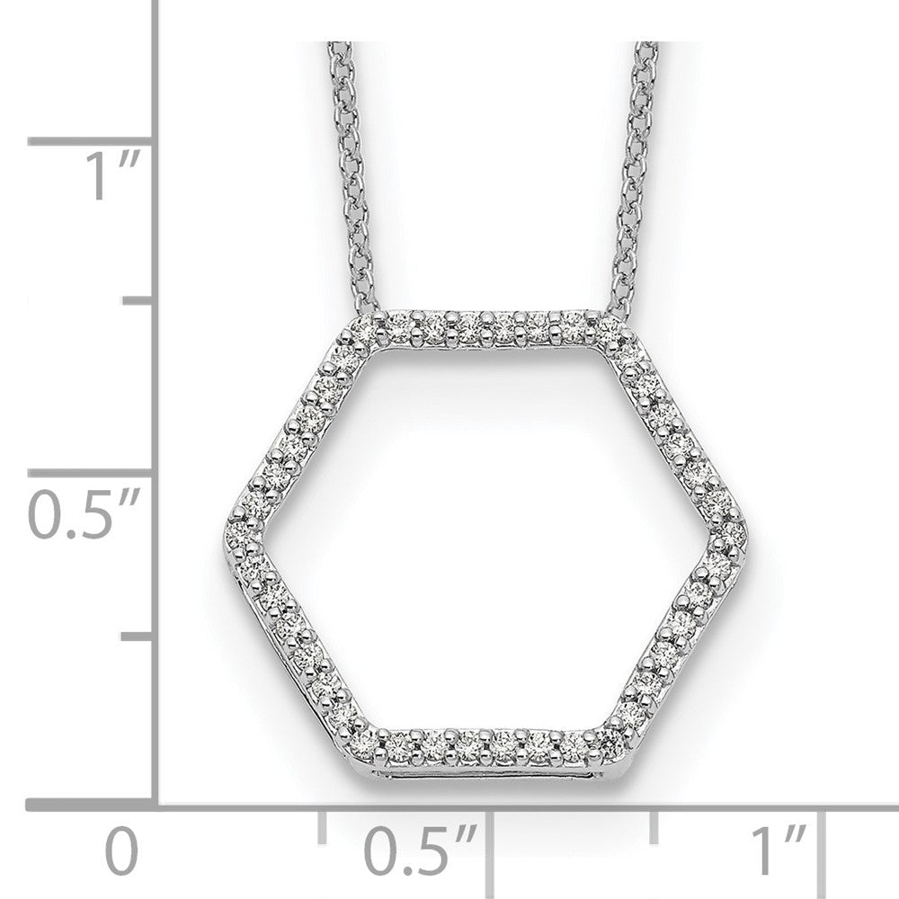 14K Weißgold Echtdiamant-Anhänger in Sechseckform
