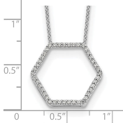 14K Weißgold Echtdiamant-Anhänger in Sechseckform