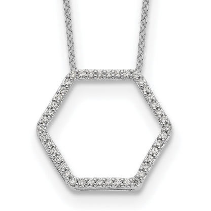14K Weißgold Echtdiamant-Anhänger in Sechseckform