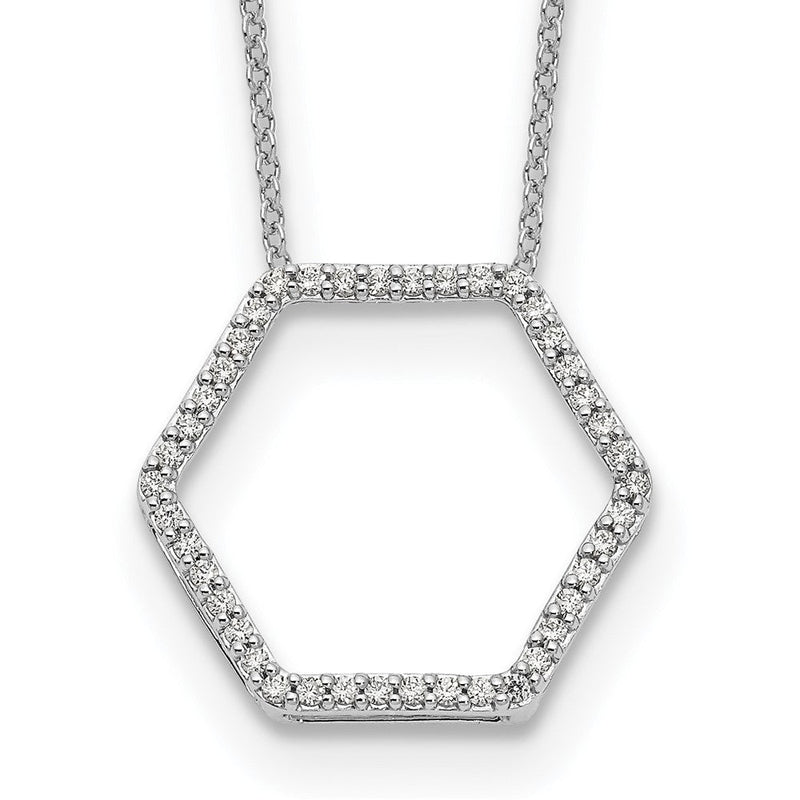 14K Weißgold Echtdiamant-Anhänger in Sechseckform