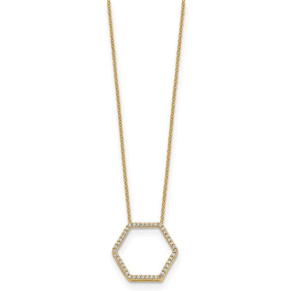 14K Gelbgold True Origin 1/4 Karat Im Labor Gezüchtet Diamant Vs Def 18 Zoll Hexagon Halskette