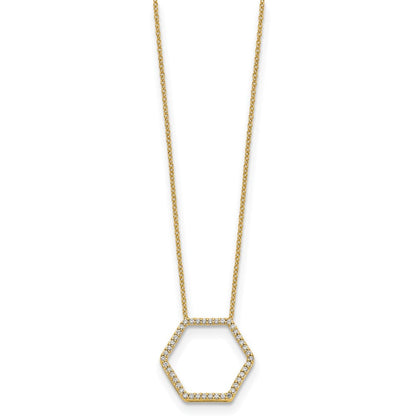 14K Gelbgold True Origin 1/4 Karat Im Labor Gezüchtet Diamant Vs Def 18 Zoll Hexagon Halskette
