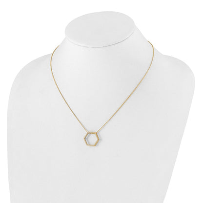 14K Gelbgold True Origin 1/4 Karat Im Labor Gezüchtet Diamant Vs Def 18 Zoll Hexagon Halskette