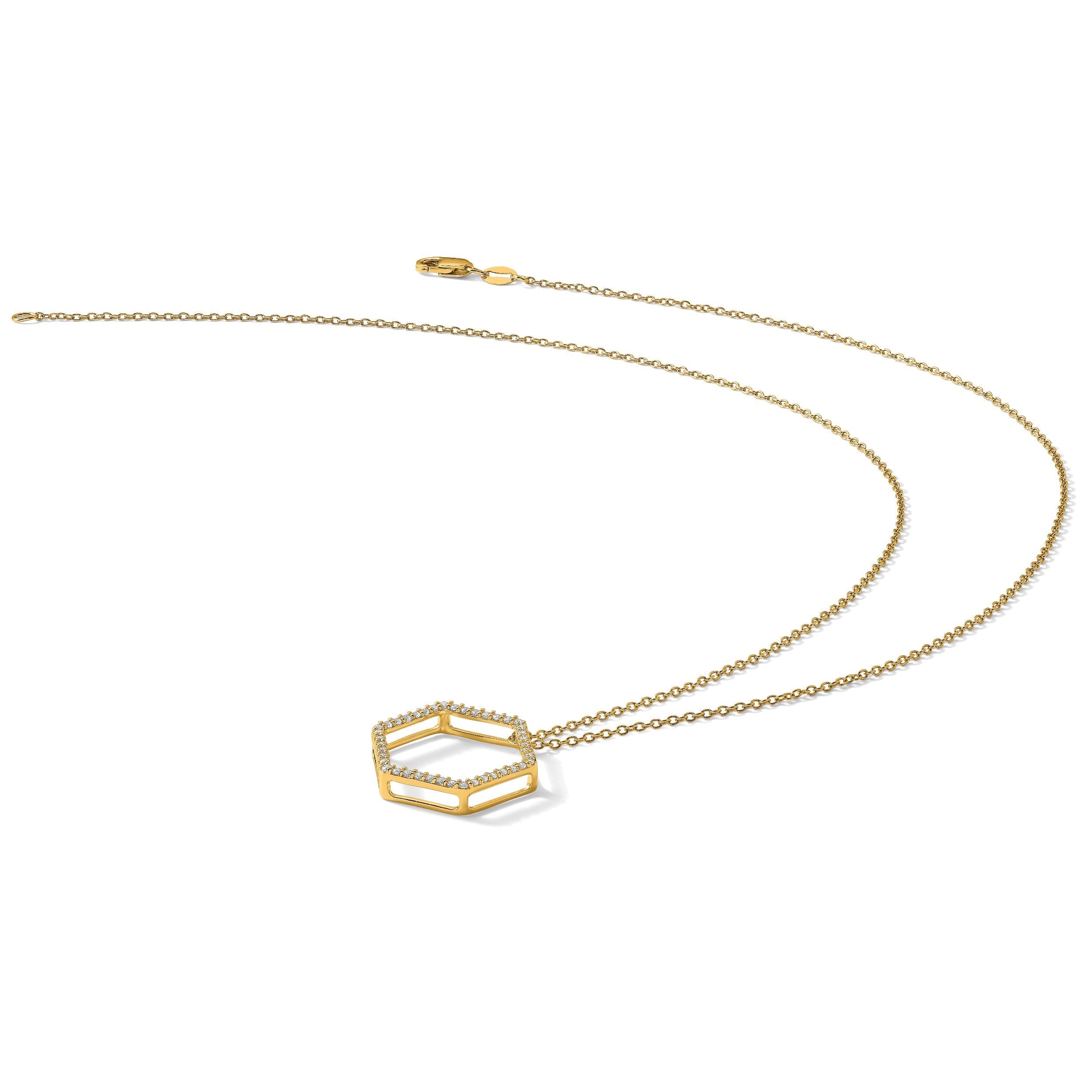 14K Gelbgold True Origin 1/4 Karat Im Labor Gezüchtet Diamant Vs Def 18 Zoll Hexagon Halskette