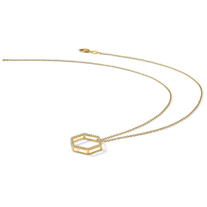 14K Gelbgold True Origin 1/4 Karat Im Labor Gezüchtet Diamant Vs Def 18 Zoll Hexagon Halskette
