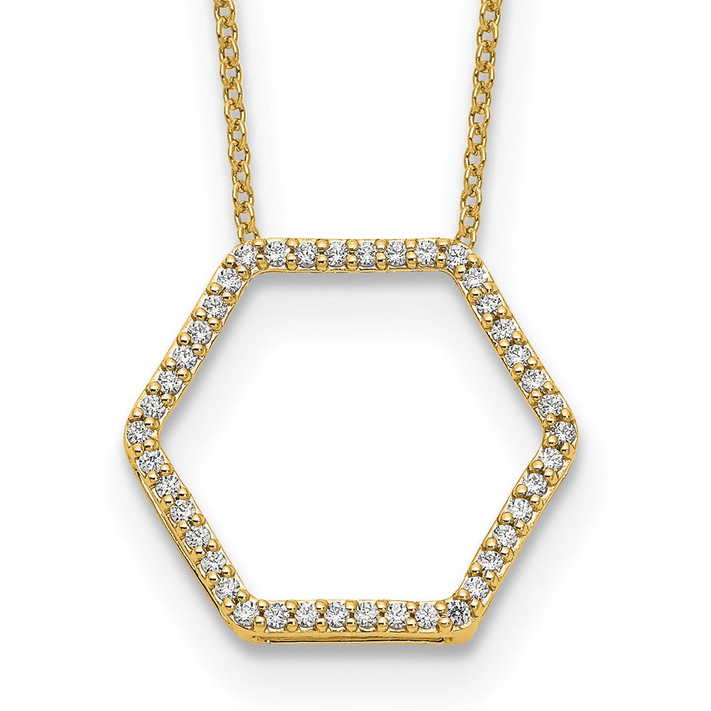 14K Gelbgold True Origin 1/4 Karat Im Labor Gezüchtet Diamant Vs Def 18 Zoll Hexagon Halskette
