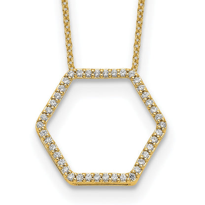 14K Gelbgold True Origin 1/4 Karat Im Labor Gezüchtet Diamant Vs Def 18 Zoll Hexagon Halskette