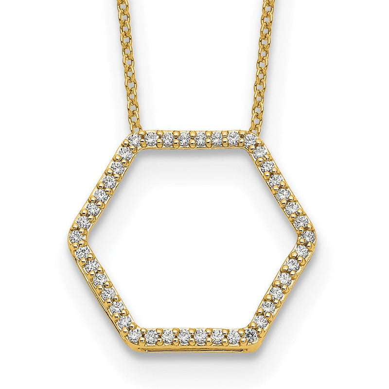 14K Gelbgold True Origin 1/4 Karat Im Labor Gezüchtet Diamant Vs Def 18 Zoll Hexagon Halskette