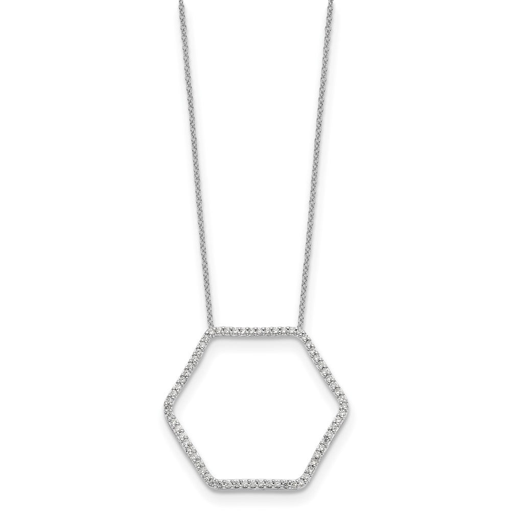 14K Weißgold Diamant-Hexagon-Anhänger mit echten Diamanten
