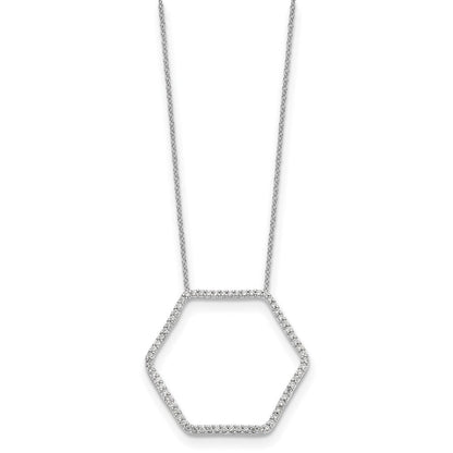 14K Weißgold Diamant-Hexagon-Anhänger mit echten Diamanten