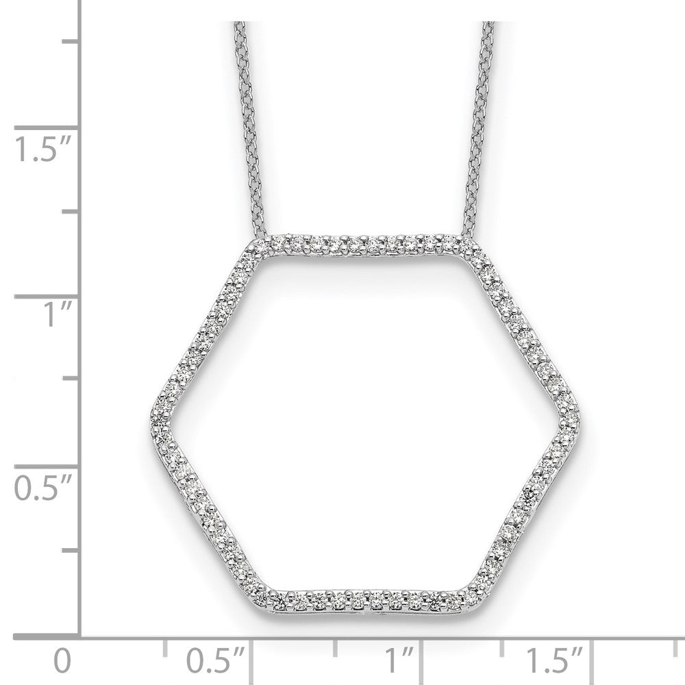 14K Weißgold Diamant-Hexagon-Anhänger mit echten Diamanten