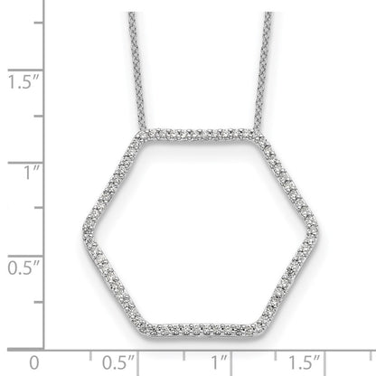 14K Weißgold Diamant-Hexagon-Anhänger mit echten Diamanten