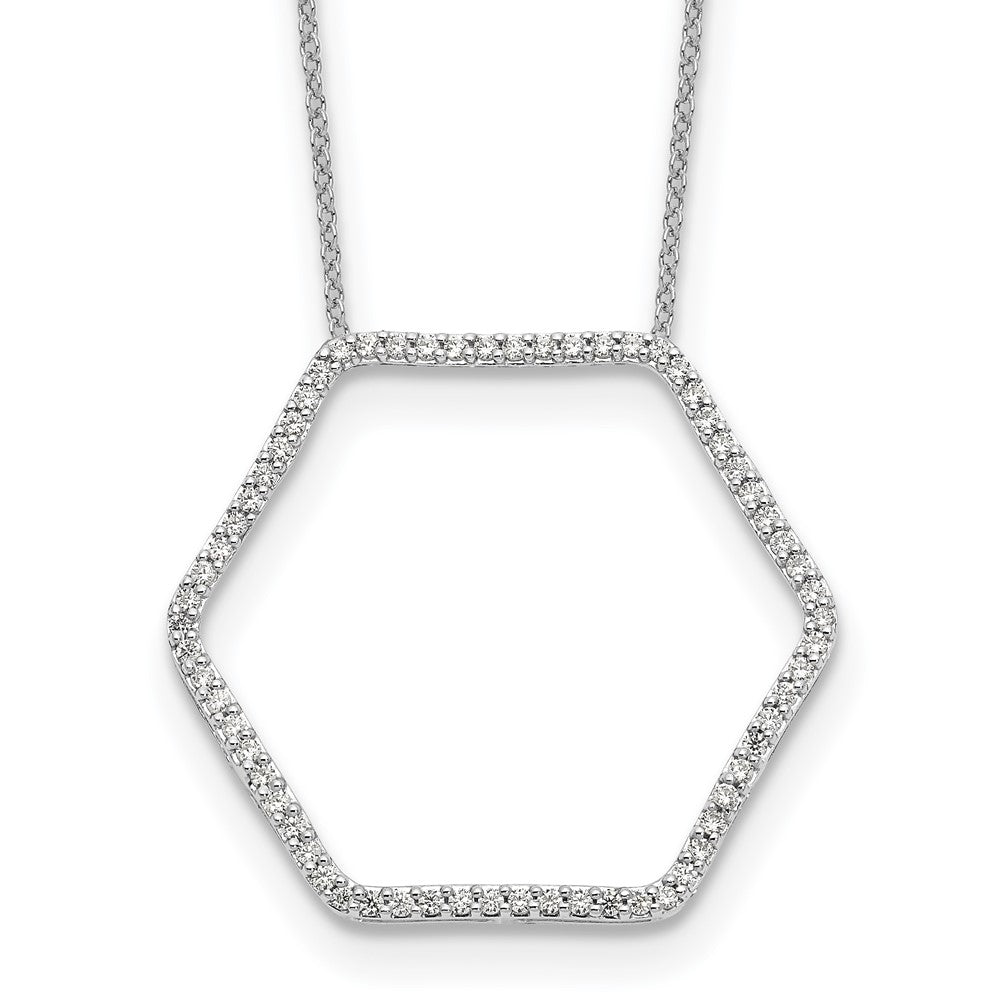 14K Weißgold Diamant-Hexagon-Anhänger mit echten Diamanten