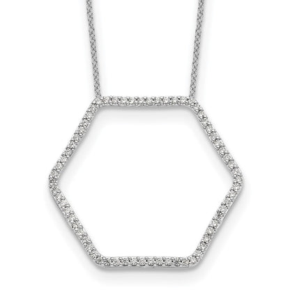 14K Weißgold Diamant-Hexagon-Anhänger mit echten Diamanten